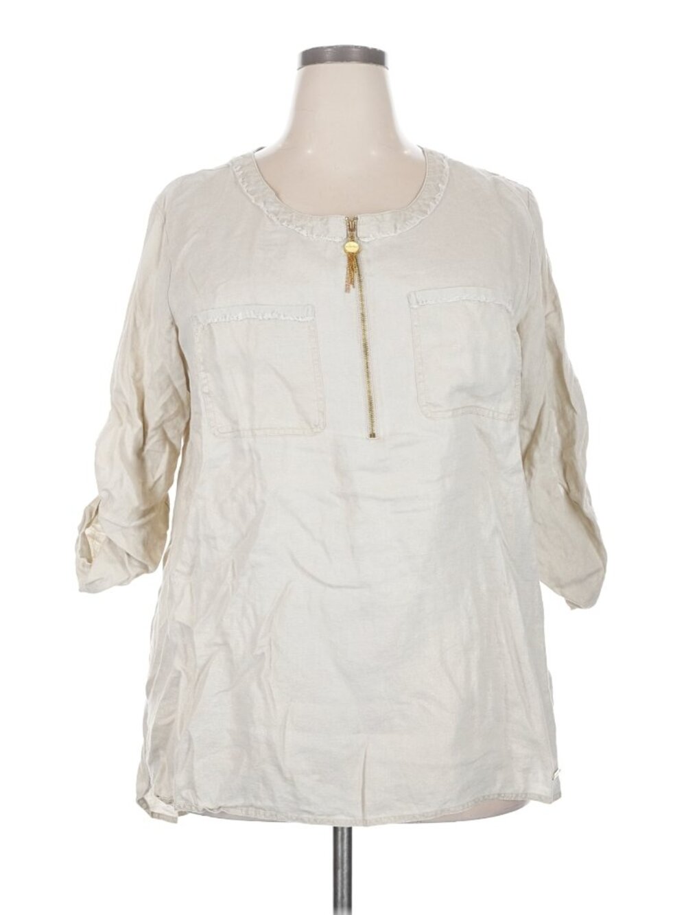 Ellen Tracy 100% linen tunic blouse